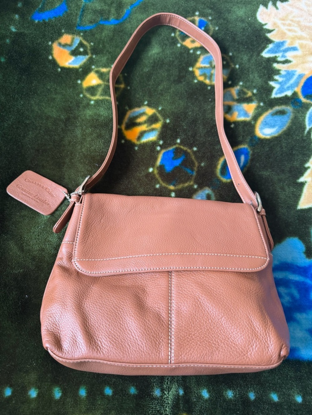 Charter Club Pebbled Leather Flap Crossbody in Tan - Picture 8 of 15